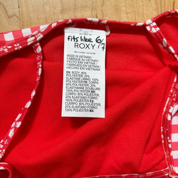 NWOT Roxy Red White Gingham One Piece Swimsuit - Picture 12 of 12